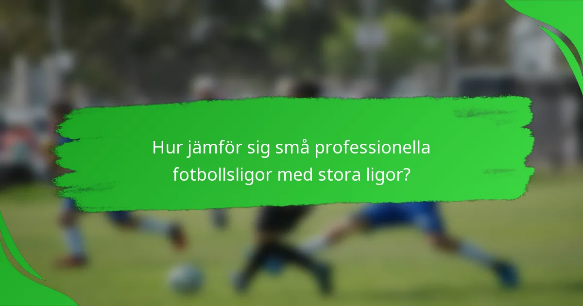 Hur jämför sig små professionella fotbollsligor med stora ligor?
