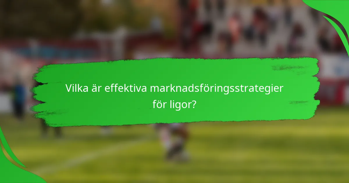 Vilka är effektiva marknadsföringsstrategier för ligor?