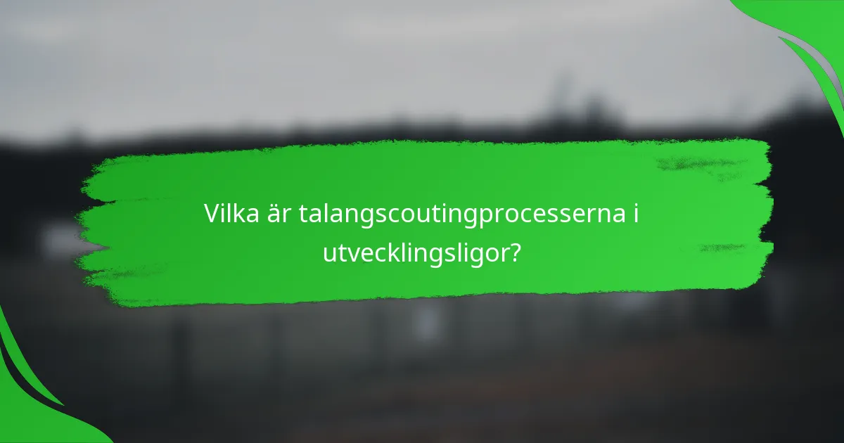Vilka är talangscoutingprocesserna i utvecklingsligor?