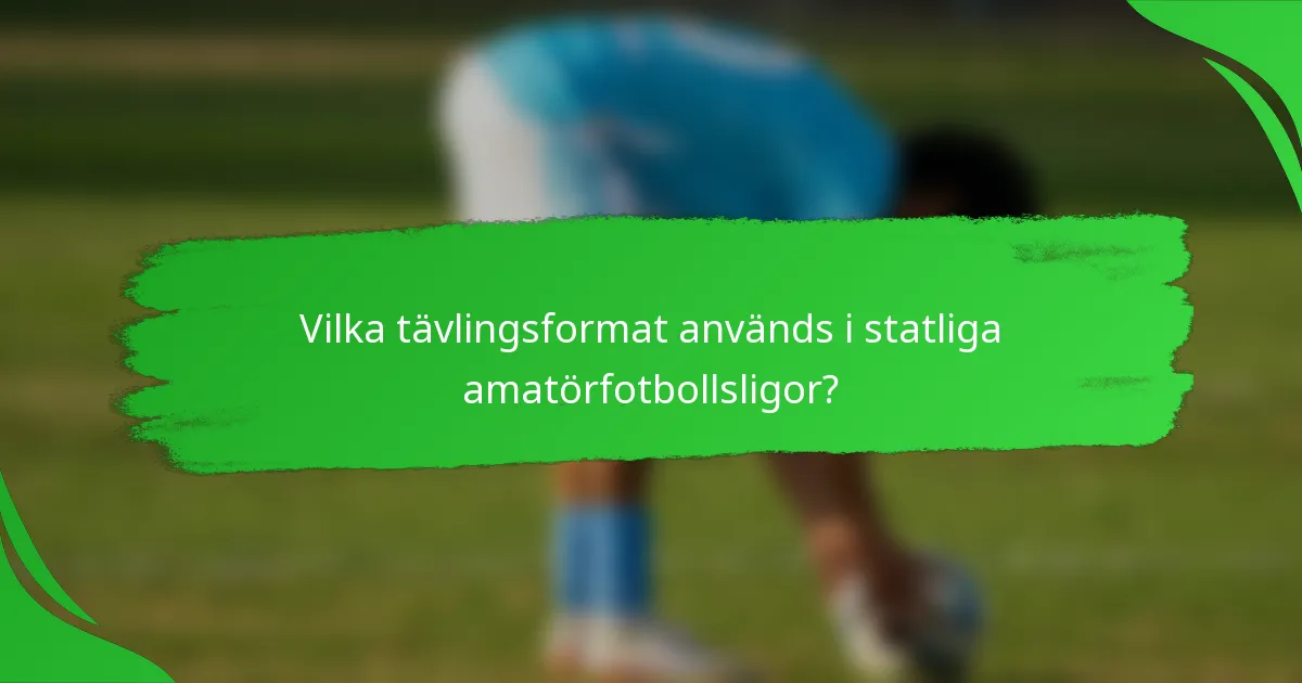 Vilka tävlingsformat används i statliga amatörfotbollsligor?