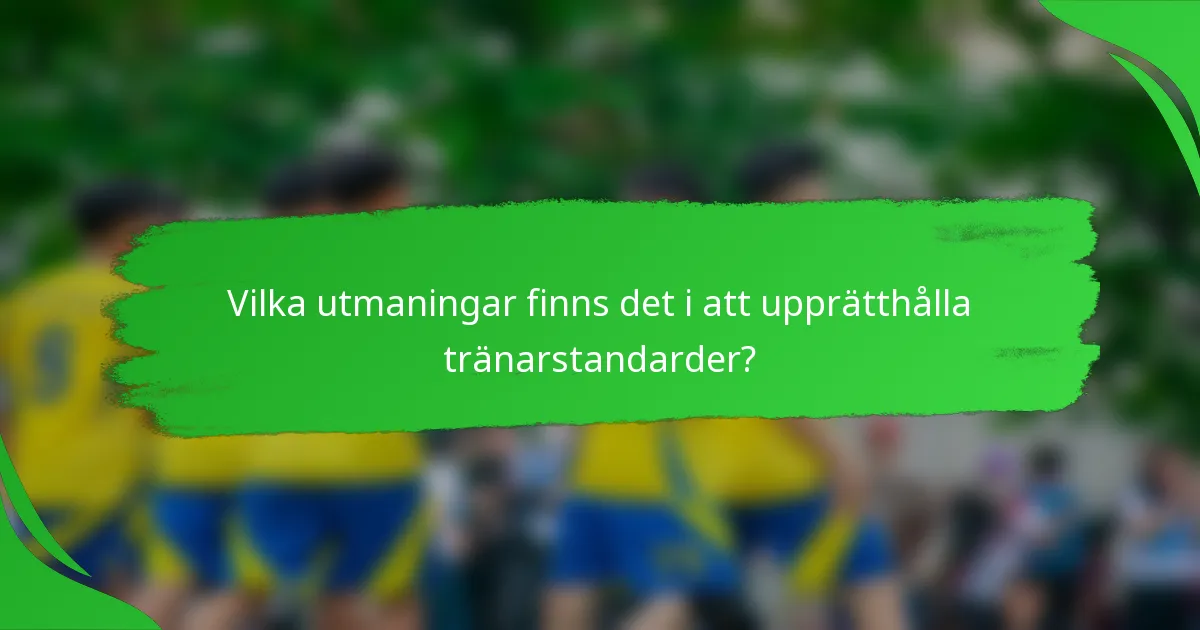 Vilka utmaningar finns det i att upprätthålla tränarstandarder?